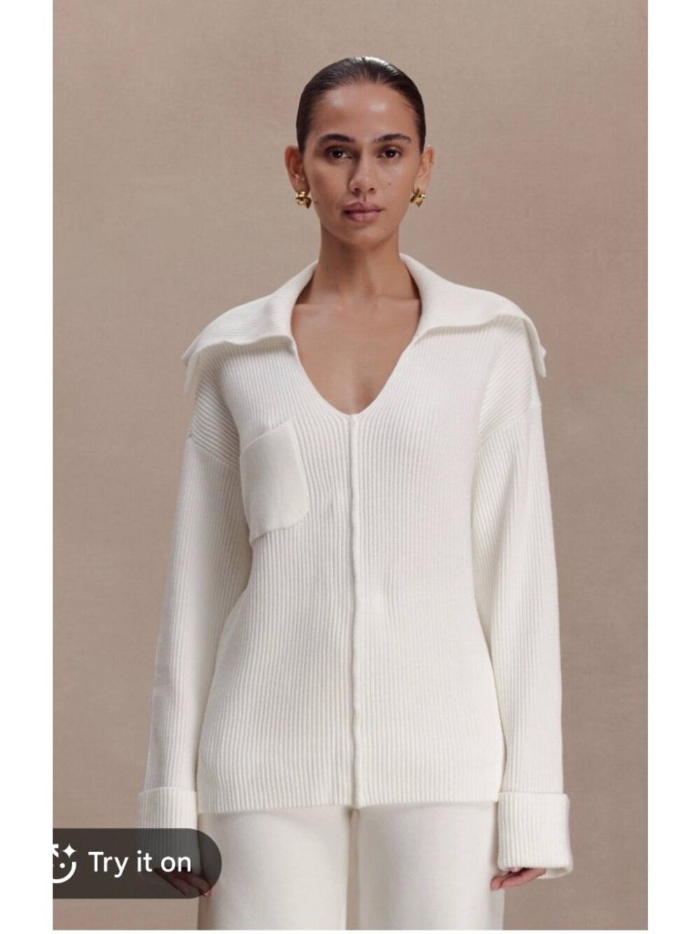 Meshki Bianka v neck knit jumper off white